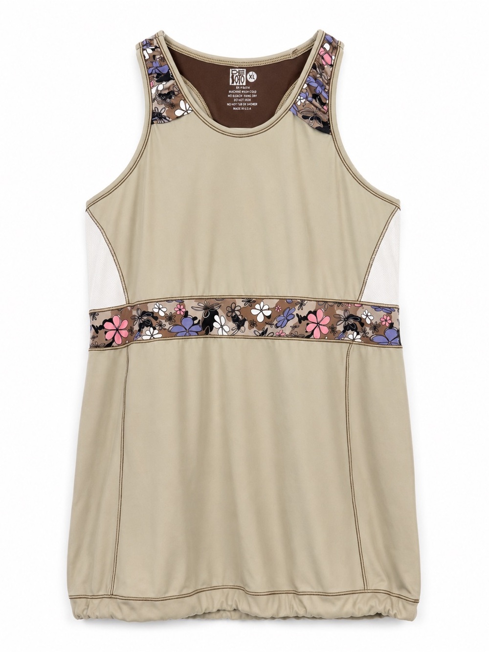 De Soto Femme Women's Tan Floral Triathlon Tank Top Size XL